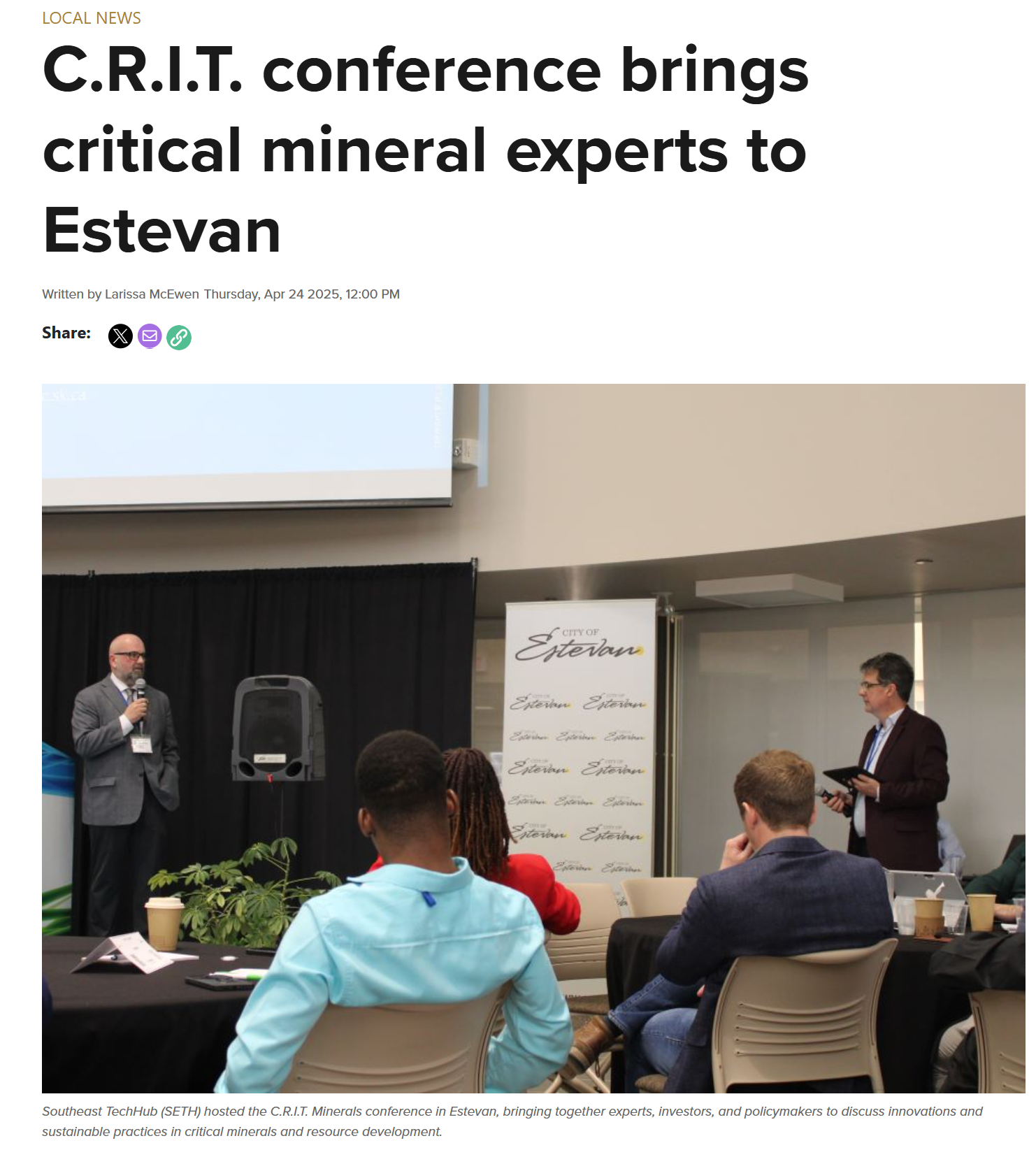 Featured image for “C.R.I.T. conference brings critical mineral experts to Estevan”