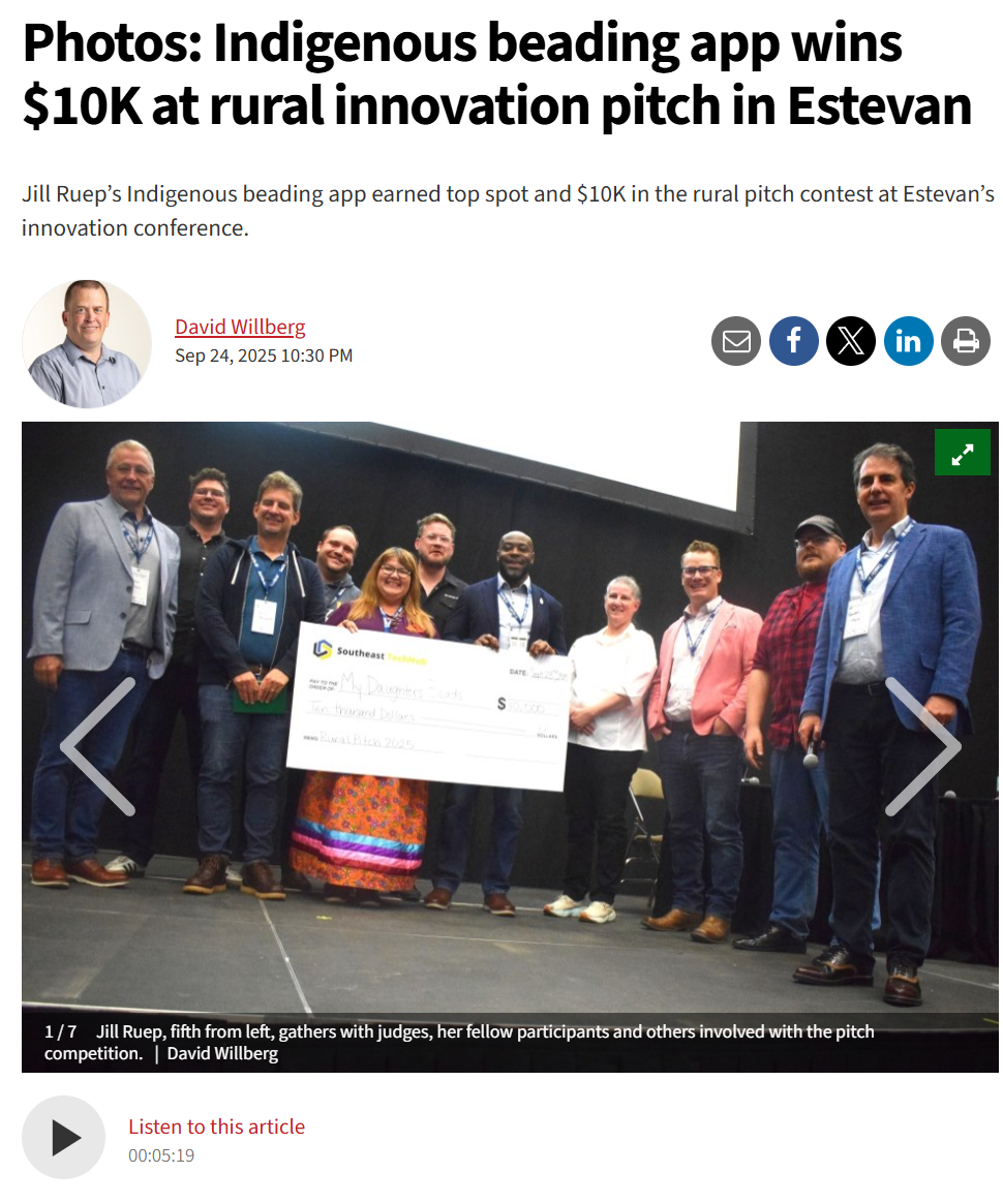 Featured image for “Indigenous beading app wins $10K at rural innovation pitch in Estevan”